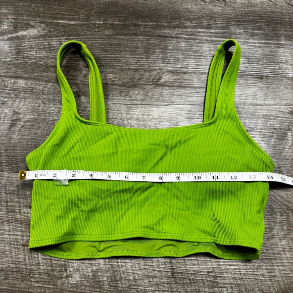 Aerie Green Ribbed Scoop Bikini Top Size Medium - Picture 3 of 5